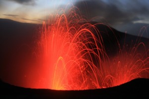 Typical strombolian explostion at Yasur volcano, Tanna island, New Hebrides. Credit: Derya Gürer (distributed via imaggeo.egu.eu)